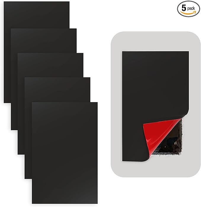 Rubber Bond Self-Adhesive Rubber Wall Outlet Cover Plate 5 Pack - Easy to Apply Peel & Stick Drywall Hole Patch - 5x3 Inch Screwless Blank Wall Plate Cover - Premium Rubber Wall Hole Cover (Black)