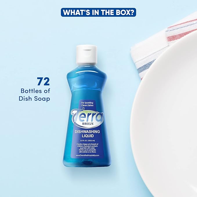 Hotel Liquid Dish Soap | Dishwashing Liquid Detergent - Travel Essentials for Hospitality & Vacation Rentals | 3.5 oz Travel Size Dish Detergent Kitchen Soap (Case of 72)