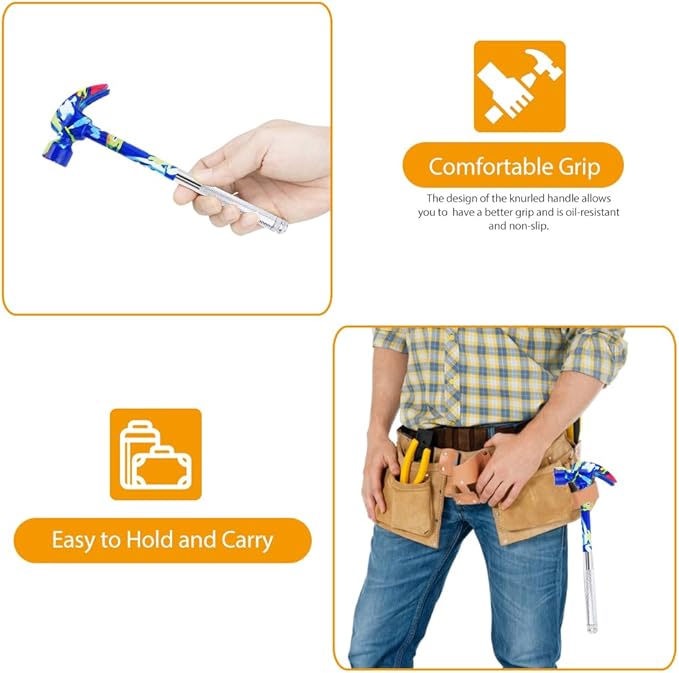 6-in-1 Multifunctional Flower Hammer with Screwdriver Tool Set, Anti-Corrosion and Anti-Rust with Slotted and Nut Driver Garden Tools Nail Puller & Claw Mac, Thanksgiving Christmas Gift(blue)