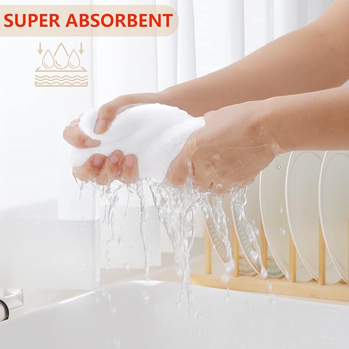 Homaxy 100% Cotton Waffle Weave Kitchen Dish Towels, Ultra Soft Absorbent Quick Drying Cleaning Towel, 13 x 28 Inches, 8-Pack, White