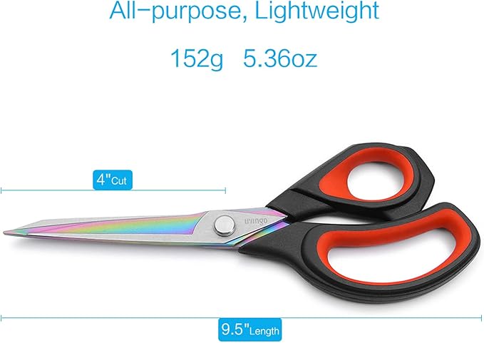 LIVINGO Premium Tailor Scissors Heavy Duty Multi-Purpose Titanium Coating Forged Stainless Steel Sewing Fabric Leather Dressmaking Comfort Grip Shears Professional Crafting (9.5 INCH)