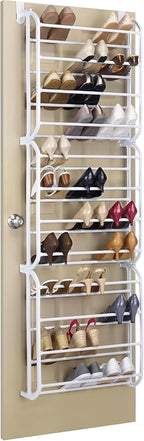 Whitmor Over The Door Shoe Organizer, Holds up to 36 Pairs of Shoes, Shoe Organizer for Closet, White