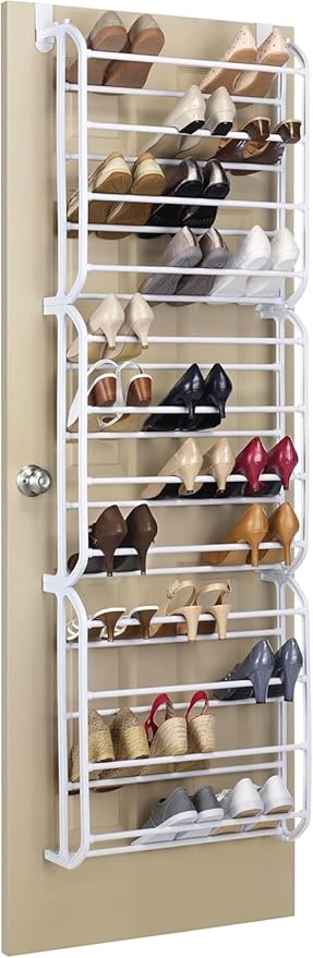 Whitmor Over The Door Shoe Organizer, Holds up to 36 Pairs of Shoes, Shoe Organizer for Closet, White