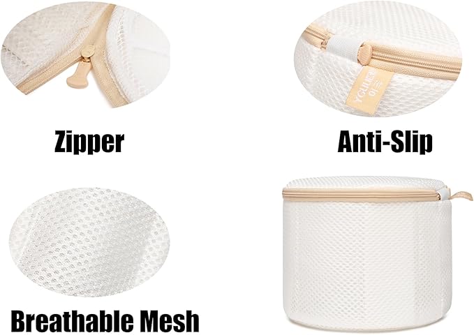 2 Pack Bra Laundry Bags for Washing Machine, Delicate Underwear Wash Bags with Anti-Deformation Structure & Fixed Friction Plates