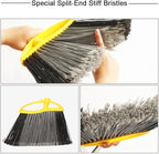 3-Pack Indoor Outdoor Broom Set with Soft & Stiff Bristles, Heavy Duty Sweeping Angle Broom for Corners, Long Handle for Garage, Warehouse, Concrete & Tile Floors