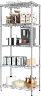 SINGAYE 5 Tier Storage Garage Shelving Units Heavy Duty Wire Shelves Pantry Metal for Pantry Closet Kitchen Laundry Bathroom Organizers Shelf Home Shorage Gray