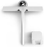 GÜTEWERK Silicone Shower Squeegee for Glass Doors & Mirrors with Stainless Steel Core, Streak-Free & No-Squeak Window Cleaning, 3-in-1 No-Drill Mount (Hook/Suction/Adhesive),White, 9 Inches