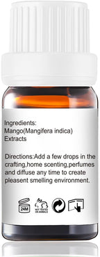 Mango Essential Oil - Pure Organic Scent for for Aromatherapy, Diffusers, Spray, Skin & Hair Care, Massage, DIY Candles & Soap, Perfume - Fruity Fragrance, 10mL