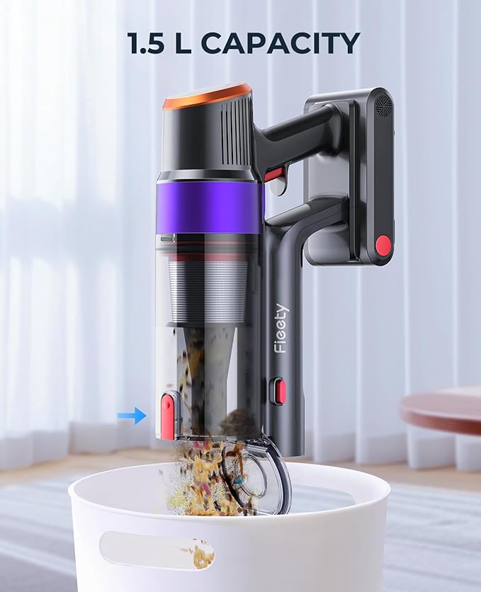 Cordless Vacuum Cleaner, 550W 45KPA Cordless Stick Vacuum Cleaner with 60Mins Rechargeable Battery, LED Touch Display, Handheld Vacuum Cleaners for Home/Pet Hair/Carpets/Floors