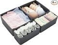 Drawer Organizer for Clothes & Underwear - 4-Pack Fabric Storage Bins with Zipper Bottom | Bra Drawer Organizer & Sock Organizer for Dresser - Foldable Baby Clothes Organizer Set, Grey