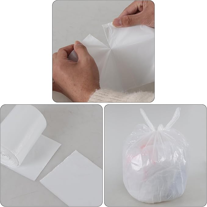 Ggbin 7 Gallon Garbage Bag, White Kitchen Trash Bags, 210 Bags/2 Rolls