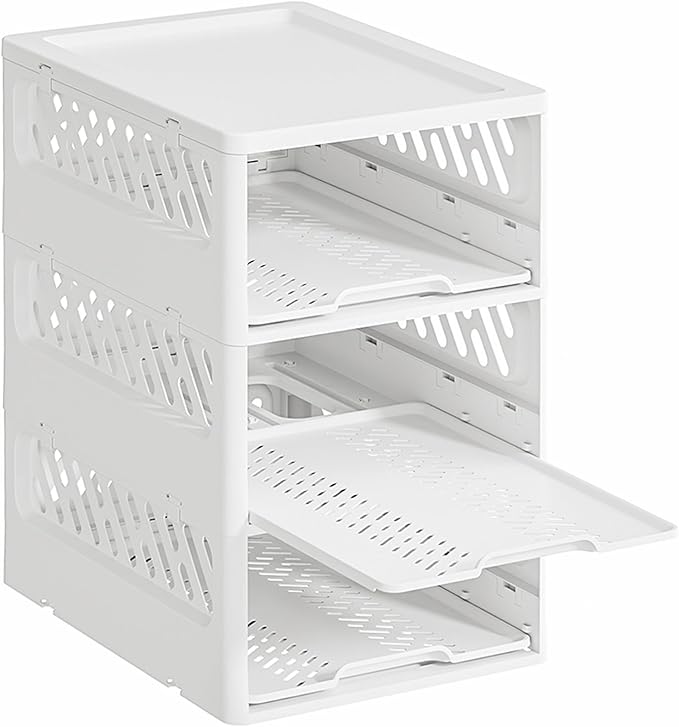 Stackable Closet Organizer Box with lid Plastic Drawer Storage for Armoire and Wardrobe, Foldable Clothes and Towel Storage Basket Bins for Kitchen, Bedroom, Bathroom, Laundry Room, Clothing