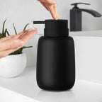 Matte Black Soap Dispenser Bathroom,Ceramic Soap Dispenser Lotion Pump Dish Soap Dispenser for Kitchen,16oz Refillable Liquid Hand Wash Dispenser for Bathroom (Rubber Paint)