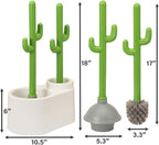 Cactus Toilet Plunger and Brush Set for Bathroom Cleaning - 1 Set