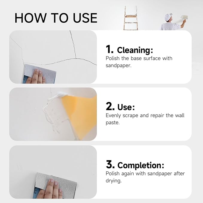 Drywall Repair Kit - 32 OZ Wall Spackle Paste with Self Adhesive Metal Patch, Dryall Repair Patch Kits, White Wall Putty Hole Filler, Quick and Easy Solution for Holes, Cracks and Gaps