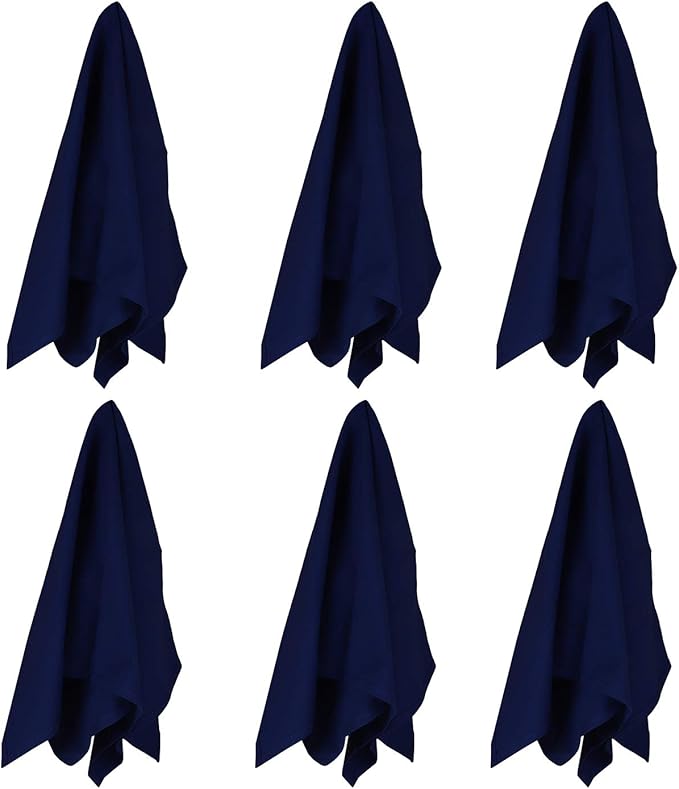 DG Collections 100% Cotton Flour Sack Towels – 12 Pack, 27x27 Inches, Navy, Lint-Free, Pre-Washed, Hemmed Edges – Reusable Kitchen Towels for Cleaning, Embroidery, Printing & Crafts - Navy