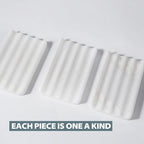 Koville African Natural Marble Soap Dish for Shower, Stone Soap Tray for Bathroom, Bar Soap Holder for Sink, Stripe Grooves Soap Saver Stone Dish Keep Bars Dry Easy Clean (Namib Bianco)