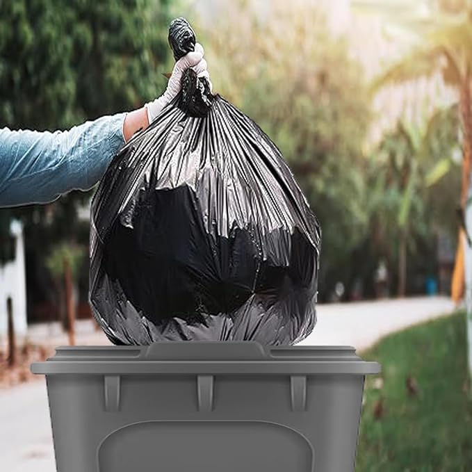 30 Gallon Trash Bags, 100 Count Black Garbage bags, Multi-purpose Trash Can Bin Liners for Bathroom, Office, Industrial, Commercial, Janitorial, Municipal, Recycling