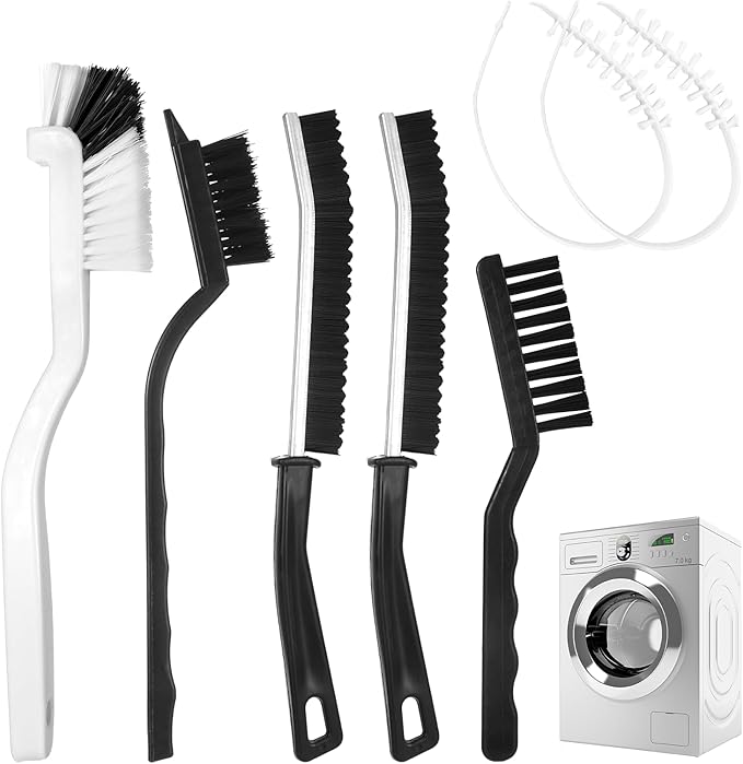 Washing Machine Cleaning Brush Kit, Laundry Deep Clean Tools Accessories, Front Load Washer Machine Cleaner Accessories with 2 Pcs Drum Slot Cleaner Brushes and 5 Pcs Small Cleaning Brush