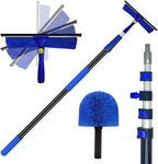 26FT+ Professional Window Cleaning Kit,High Reach Duster Kit,Spider Web Duster,with 20 ft Telescopic Pole 2 in 1 Window Cleaning Squeegee Kit for Outdoor & Indoor Cleaning