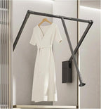 Pull Down Closet Rod for Hanging Clothes, Retractable Wardrobe Hanger for Cabinet Inside Width 21.6"~26", Aluminium alloy Tubing with Plastic Housing, 44 lb Weight Rating