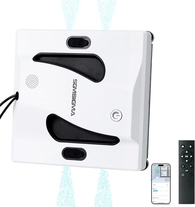 M84 Smart Window Cleaning Robot - 4800PA Suction, 4-Way Spray & Wet Wiping, Auto Edge Detection, 4 Cleaning Modes, Compact Design with Smart Path Planning, Safe for High-Rise Glass/Tiles (White)