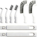 Small Scrub Brush, Hard Bristle Crevice Cleaning Brush Set with 6Pcs Brush Heads & 2Pcs Handles, Multifunctional Grout Scrubber Tools for Kitchen, Bathroom, Sink, Corner, Mug and Blender