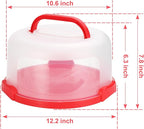 Cake Carrier with Lid and Handle, Fit 10’’ Cake Stand with Lid, Cake Transport Storage Container, Cake Containers Cover Stand with Lids, 3 Secure Side Closures (Red)
