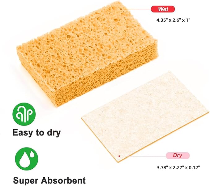 24 - Pack Non-Scratch Scrub Sponges - Sponges for Dishes and Washing Dishes, Cleaning Sponges for Kitchen Home and More (Yellow)