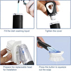CELOX Dish Brush with Soap Dispenser, Soap Dispensing Dish Brush for Pot Pan Sink Cleaning