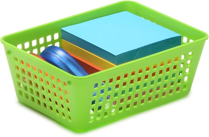 YBM HOME 12-Pack Small Plastic Storage Baskets for Home Junk Drawers and Office Desktop Drawers Organization - Functional Trays for Kitchen, Bedroom, and Bathroom, Pink