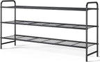 Kitsure Shoe Rack - Stainless Steel Shoe Organizer, Sturdy Shoe Rack for Closet and Front Door Entrance, Free Standing Shoe Shelf, Closet Organizers and Storage, 37.3" Wide - 3 Tier, Black