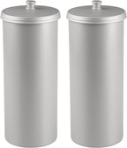 iDesign Freestanding Bathroom Toilet Paper Storage Holder with Lid for 3 Extra Rolls, 2-Pack, Silver