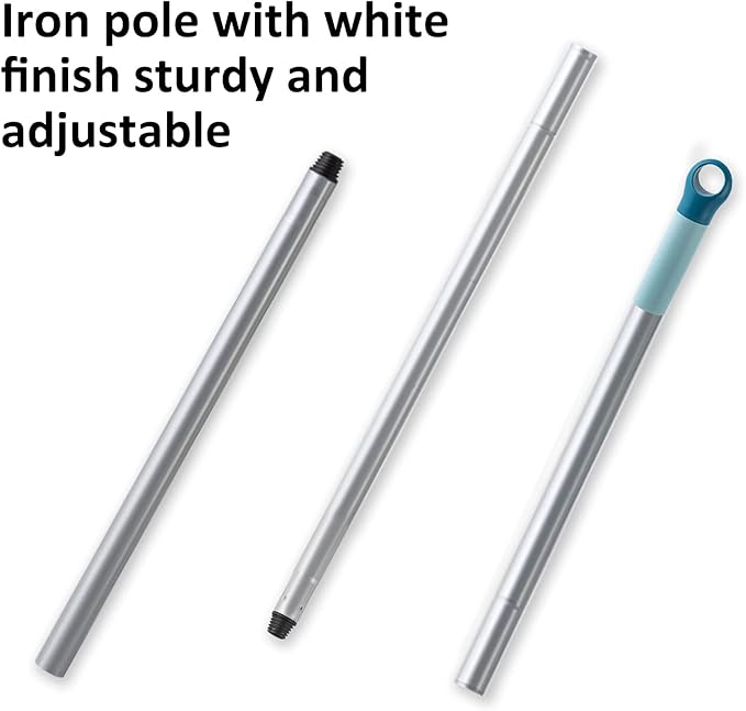 BOOMJOY Floor Scrub Brush with Long Handle, 2 in 1 Scrape and Brush, Stiff Bristles for Cleaning Bathroom, Patio, Garage, Kitchen, Deck, Tile, Blue