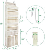 Door Hanging Storage Organizer,with 3 Bins 1 Movable Baby Diaper Caddy,1 Large capacity diaper stacking storage Organizer,10 Side Pockets ,Bedroom Door Storage for Nursery Baby Essentials. (Beige)
