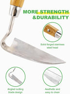 Sickle Hoe Japanese Weeding Sickle Garden Tool Japanese Weeding Tool Small Garden Hand Hoe Weed Scraper for Weeding Cultivating Trenching Japanese Stainless Steel Right Handed Hoe 13 Inch