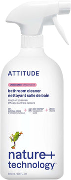 ATTITUDE Bathroom Cleaner Spray, EWG Verified, Plant-Based & Vegan, Safe for Bathroom Surfaces, Tiles, Tubs, Shower Walls, and Grout, Unscented, 27.1 Fl Oz