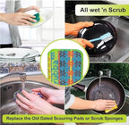 Wet-it! Skrubba 12-Pack Reusable Dish Scrubbers – Non-Scratch Scouring Pads for Kitchen & Household – Eco-Friendly, Dishwasher Safe Scrub Sponges for Dishes, Pots & Pans (Vogue)
