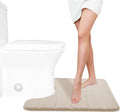 Yimobra Memory Foam Toilet Bath Mat U-Shaped, Soft and Comfortable, Super Water Absorption, Non-Slip, Thick, Machine Wash and Easier to Dry for Bathroom Commode Contour Rug, 24 X 20 Inches, Beige