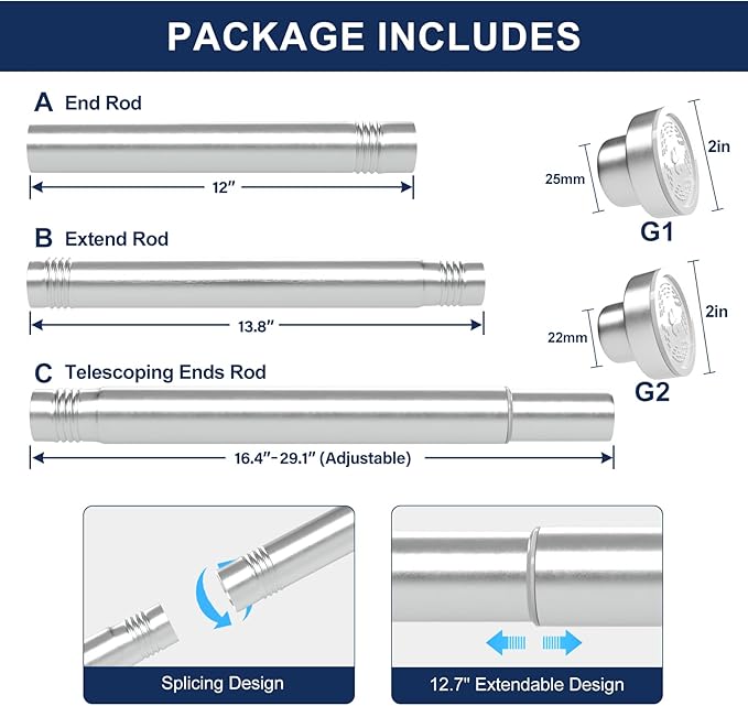 No Drilling Closet Rod, 27.5-94 Inches Hanging Closet Rod for Clothes, Closet Bar & Pole Heavy-duty, Closet Rods for Hanging Clothes For Closet Wardrobes Bathroom Laundry RV Curtains,Nickel