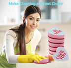 Heart Shaped Sponge with Words, Dual-Sided Kitchen Scrubber for Washing Dishes, Pots, Pans and General Household Cleaning, ‌Multicolour (6 Pack)