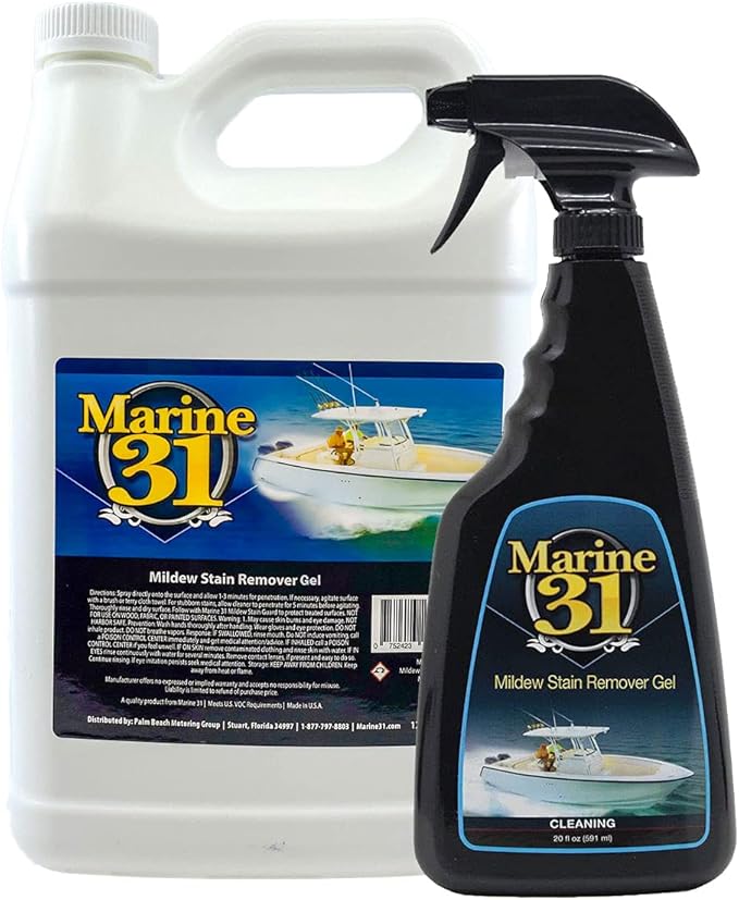 Marine 31 Mildew Stain Remover & Cleaner Gel Combo - Marine & Boat, Home & Patio, Bathroom & Shower Cleaner (20oz. Spray Bottle & 128oz. Gallon Bundle)