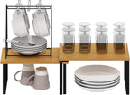 Furinno RAVEL Kitchen Countertop Organizer Set of 2, Counter Shelves, Kitchen Storage, Expandable, Stackable, Spice Rack, for Kitchen, Pantry, Coffee Bar, Beech