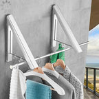 IN VACUUM Clothes Drying Rack Folding Indoor, Folding Drying Racks for Laundry Room Closet Storage Organization, Aluminum, Easy Installation (2 Racks with Rod, Sliver)