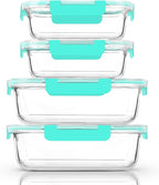 [80 oz & 36 oz]Extra Large Glass Food Storage/Baking Containers Set with Lids, 2 Pack 80 oz(10 cup)&2 Pack 36 oz (4.5 cup)Airtight Glass Container,Microwave,Oven,Freezer and Dishwasher, Green