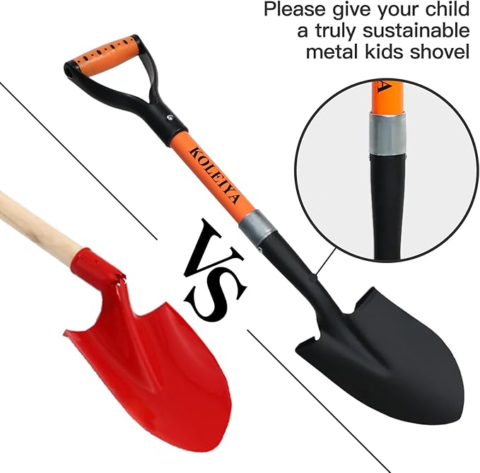 Kids Shovel, Small Shovels for Digging , Overall Length 28 Inches, Mini D Handle Shovel ,Gardening Shovels ,Matel Beach Shovel ,Camping Shovel Matel+Fiberglass