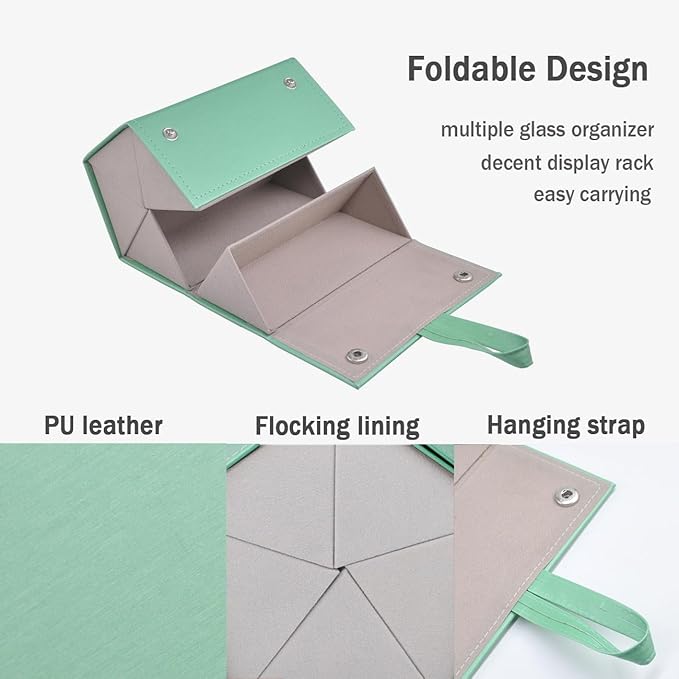 Kenpal Sunglasses Storage Organizer Holder Foldable Travel Case with 5 Slot Compartments for Multiple Glasses