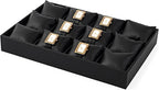 Oirlv Black Premium Leather 12 Grid Jewelry Insert Watch Tray With Removable Pillow Bracelet Bangle Storage Organizer Tray
