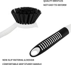 Dish Brush with Handle, 2 Pack Scrub Brushes with Built-in Scraper for Cleaning Kitchen, Pots, Pans and Sink, Scrubber Washing Tools, Black