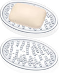 Plastic Soap Holder Soap Dish Bar Saver Tray with Holes Soap Sponge Holder for Kitchen Bathroom Shower Counter, 4.5 x 3 x 0.7 Inches (Clear,2 Pcs)